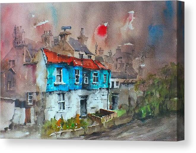 Val Byrne Canvas Print featuring the painting Sunset Ennistymon by Val Byrne