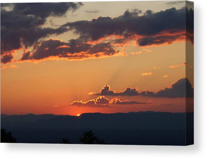 Sunset Canvas Print featuring the photograph Sunset on Pilot Mountain by Bill TALICH