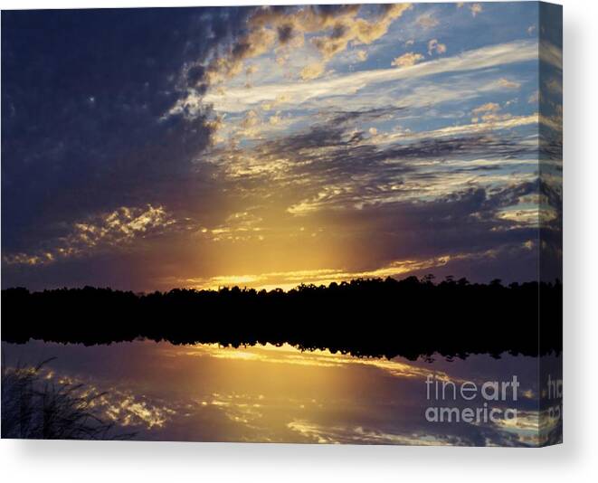 Scenic Canvas Print featuring the photograph Sunset View From The Causeway by Kathy Baccari