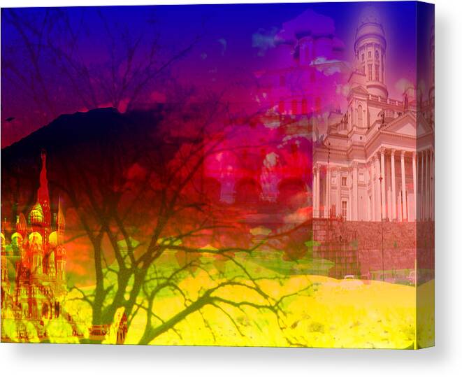 Buildings Canvas Print featuring the digital art Surreal Buildings by Cathy Anderson