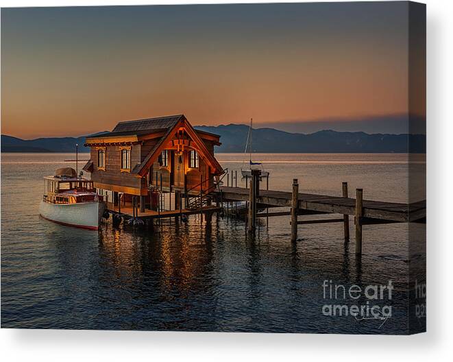 Lake Tahoe Canvas Print featuring the photograph Tahoe Boathouse by Vance Fox