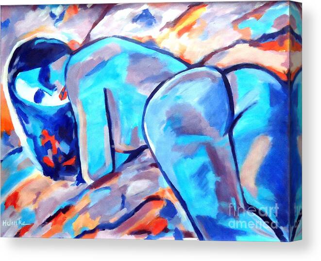Nude Figures Canvas Print featuring the painting Taste of fire by Helena Wierzbicki