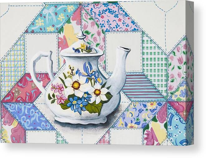 Pullouts Canvas Print featuring the painting Tea Time by Jennifer Lake