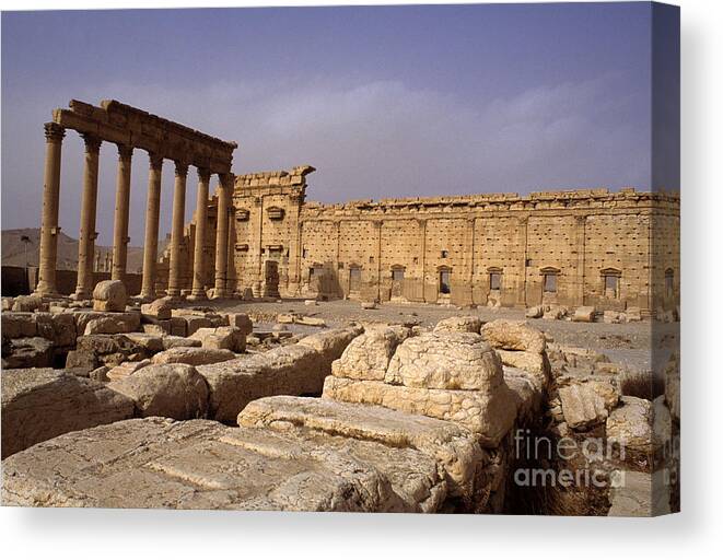 Syria Canvas Print featuring the photograph Temple Of Bel, Palmyra, Syria by Catherine Ursillo