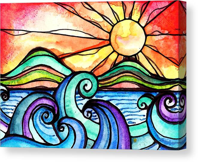 Beach Canvas Print featuring the painting Tequila Sunrise by Robin Mead