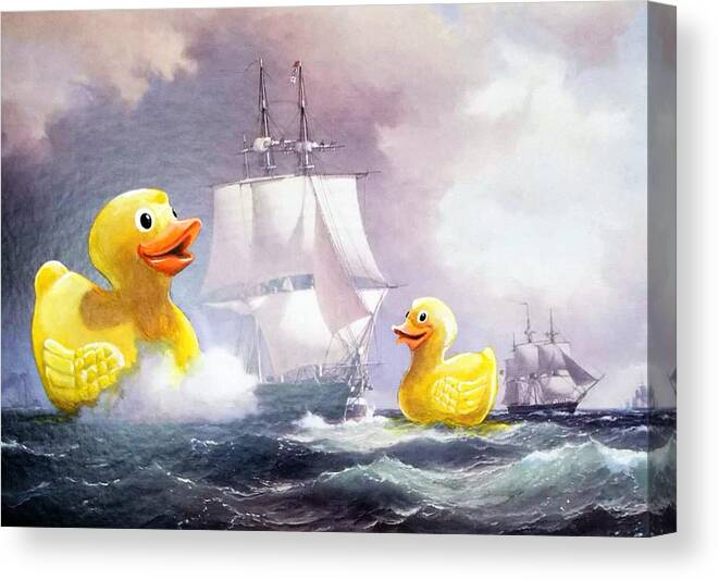 Duckies Canvas Print featuring the painting Terror on the High Seas II by David Irvine