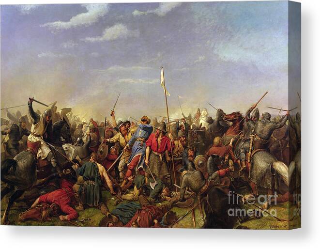 Peder Nicolai Arbo Canvas Print featuring the painting The battle at Stamford Bridge by Peder Nicolai Arbo