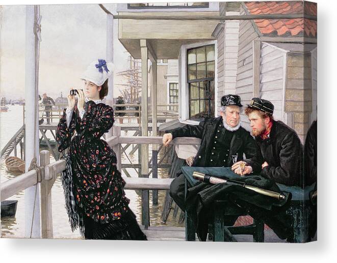 Binoculars Canvas Print featuring the painting The Captains Daughter by James Jacques Joseph Tissot