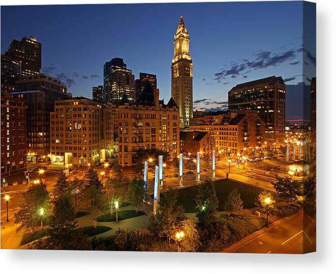 Boston Canvas Print featuring the photograph The Custom House Tower in Boston by Juergen Roth