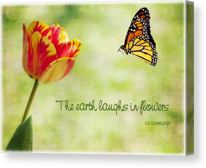 Greeting Card Canvas Print featuring the photograph The Earth Laughs In Flowers by Cathy Kovarik