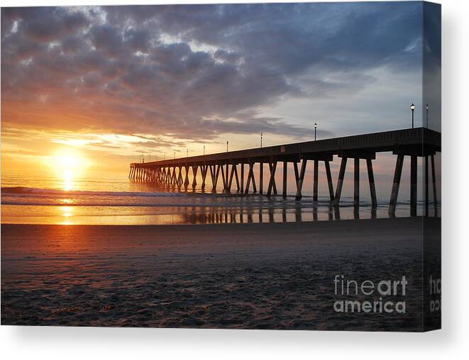 Sunrise Canvas Print featuring the photograph The First Sunrise by Bob Sample