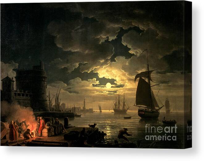 Boat Canvas Print featuring the painting The Harbor of Palermo by Claude Joseph Vernet