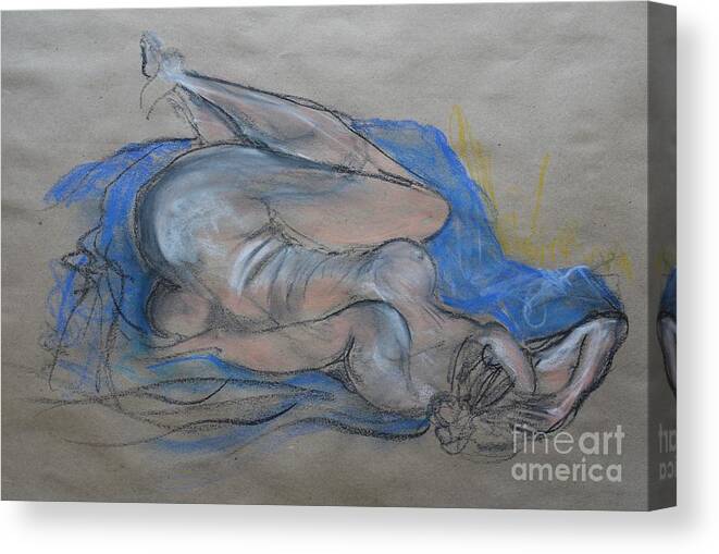Nude Canvas Print featuring the drawing The Last Pose by Heather Hennick