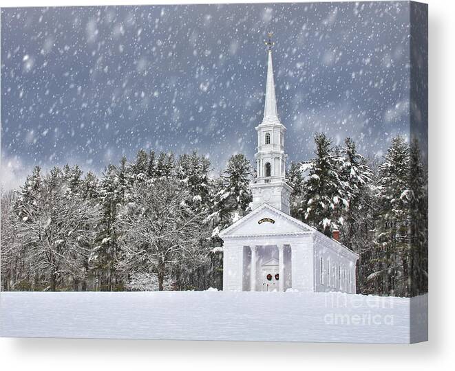 Chapel Canvas Print featuring the photograph The Little Chapel in Winter by Jayne Carney