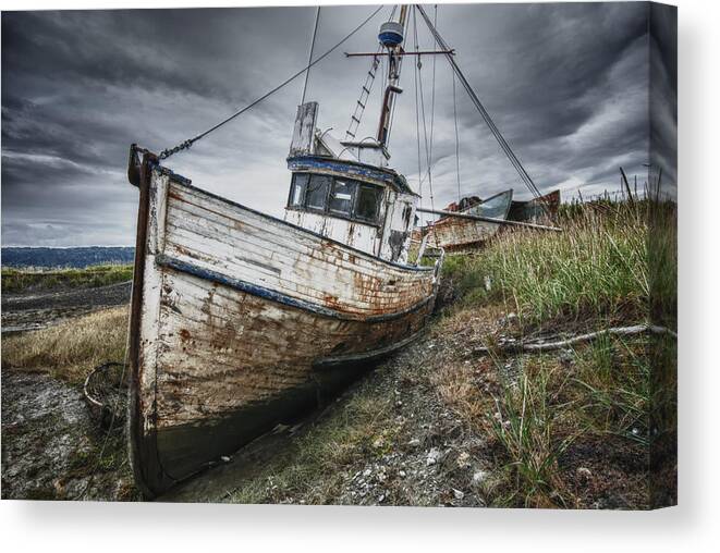 Boats Canvas Print featuring the photograph The Lost Fleet Forsaken by Ghostwinds Photography