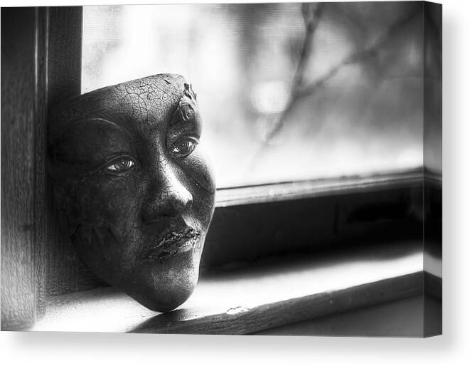 Black And White Canvas Print featuring the photograph The Mask by Scott Norris