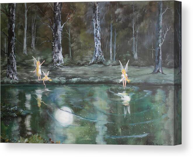 Fairies Canvas Print featuring the painting The Moon Fairies by Jean Walker