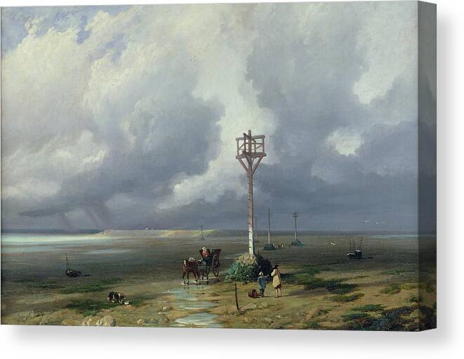 French Canvas Print featuring the photograph The Passage Du Gois At Noirmoutier, 1859 Oil On Canvas by Prosper Barbot