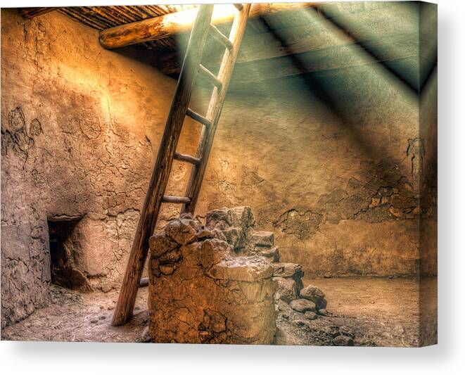 Photograph Canvas Print featuring the photograph The Pueblo Cermonial Room by Anna Rumiantseva