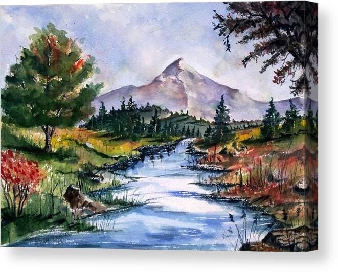Mountain Canvas Print featuring the painting The River by Richard Benson