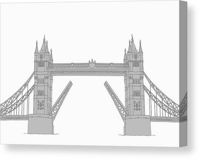 Drawbridge Canvas Print featuring the digital art The Tower Bridge by Malte Mueller