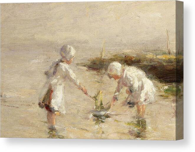 Seaside Canvas Print featuring the painting The Toy Boat by Robert Gemmel Hutchison