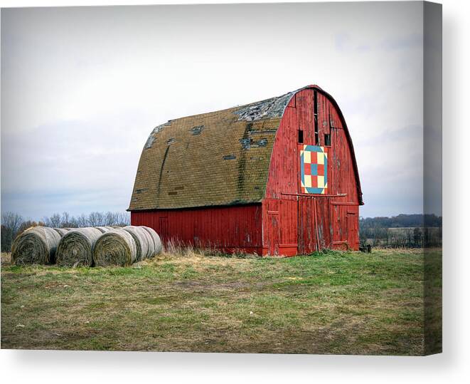 Barn Canvas Print featuring the photograph The Trails Quilt Barn by Cricket Hackmann