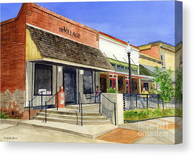 Downtown Canvas Print featuring the painting The Village by Hailey E Herrera