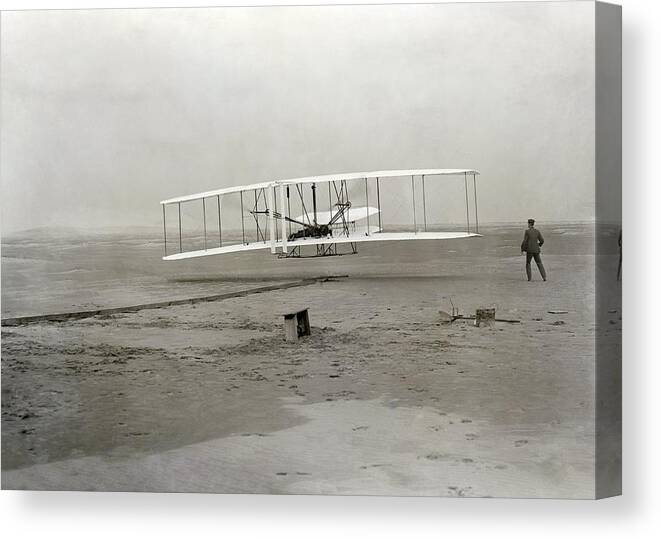 Human Canvas Print featuring the photograph The Wright brothers' first powered by Science Photo Library