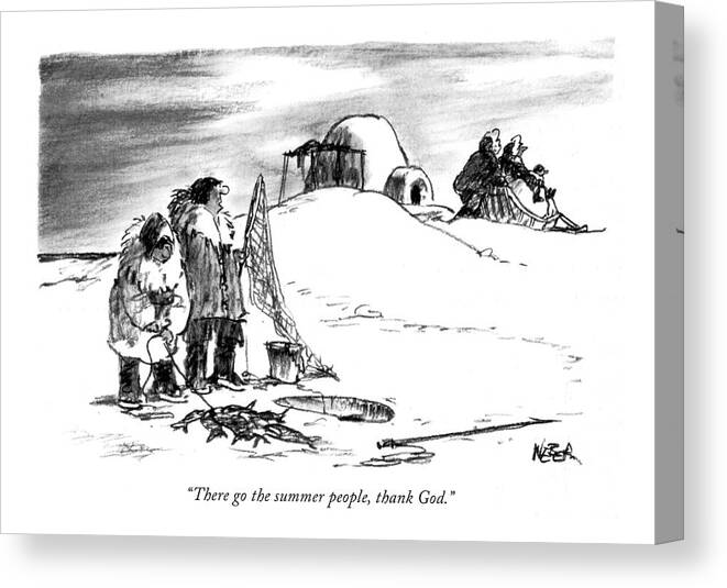Vacations Canvas Print featuring the drawing There Go The Summer People by Robert Weber