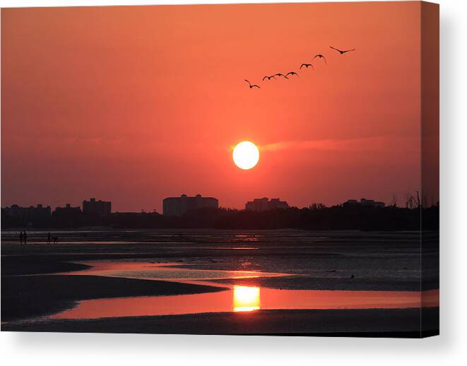 Sunset Canvas Print featuring the photograph Tidal Pools by Rosalie Scanlon