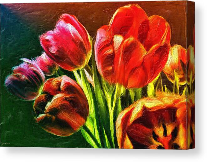 Tulips Canvas Print featuring the painting Tip Toe Through The Tulips by Tyler Robbins