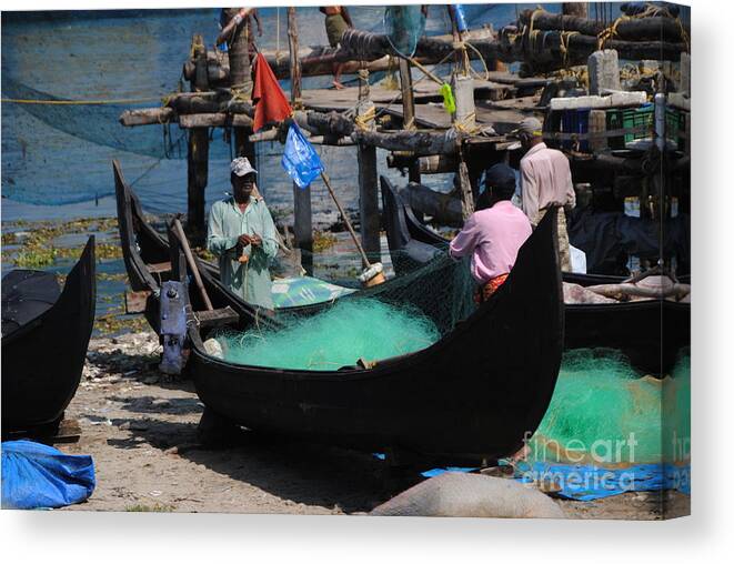 India Canvas Print featuring the photograph Kochi -Tools of the Fisherman by Jacqueline M Lewis