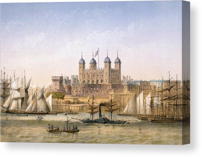 The Tower Of London Canvas Print featuring the painting Tower Of London, 1862 by Achille-Louis Martinet