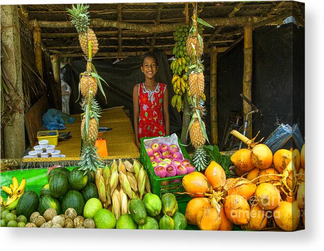 Sri Lanka Canvas Print featuring the photograph Tropical Fruit Shop by Gina Koch