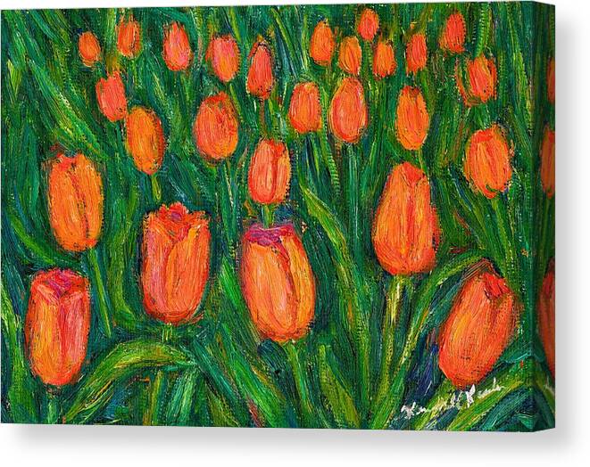 Tulips Canvas Print featuring the painting Tulip Twirl by Kendall Kessler