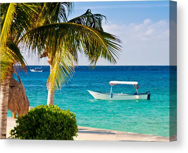 Cozumel Canvas Print featuring the photograph Turquoise waters in Cozumel by Mitchell R Grosky
