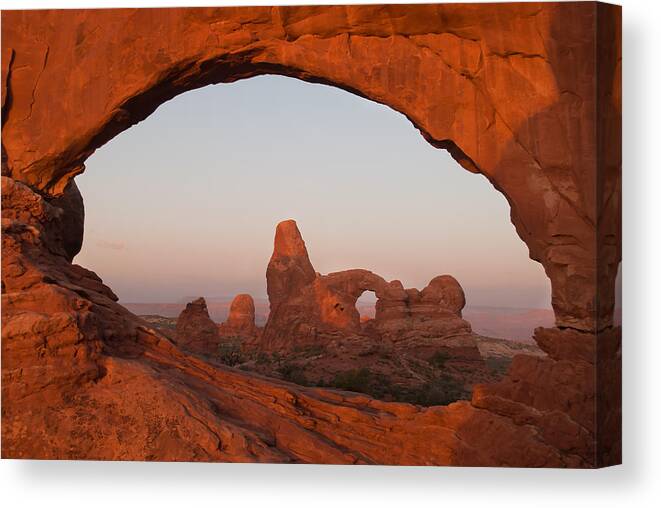 Moab Wall Art Canvas Print featuring the photograph Turret Arch and North Window - Arches National Park - Utah by Gregory Ballos