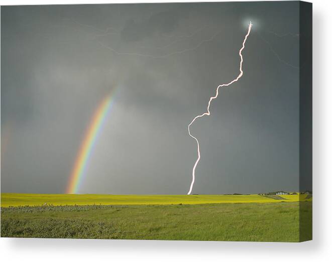 Lightning Canvas Print featuring the photograph Two of the most Beautiful Things in Nature by Phil And Karen Rispin
