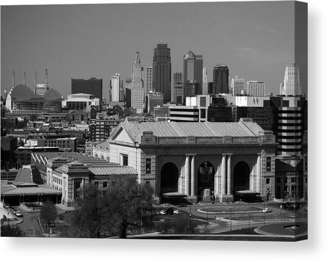 Kansas City Canvas Print featuring the photograph Union Station in Black and White by Glory Ann Penington