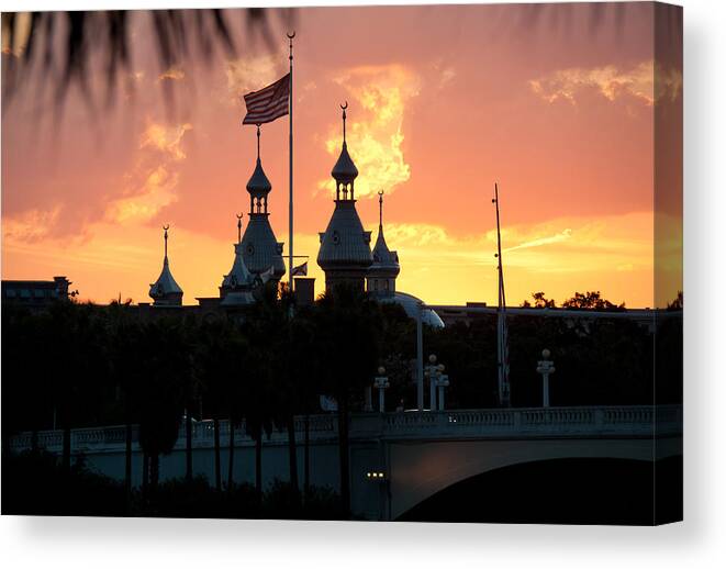 University Canvas Print featuring the photograph University of Tampa Minerets at Sunset by John Black