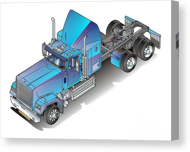 Truck Canvas Print featuring the painting US heavy truck by Christian Simonian