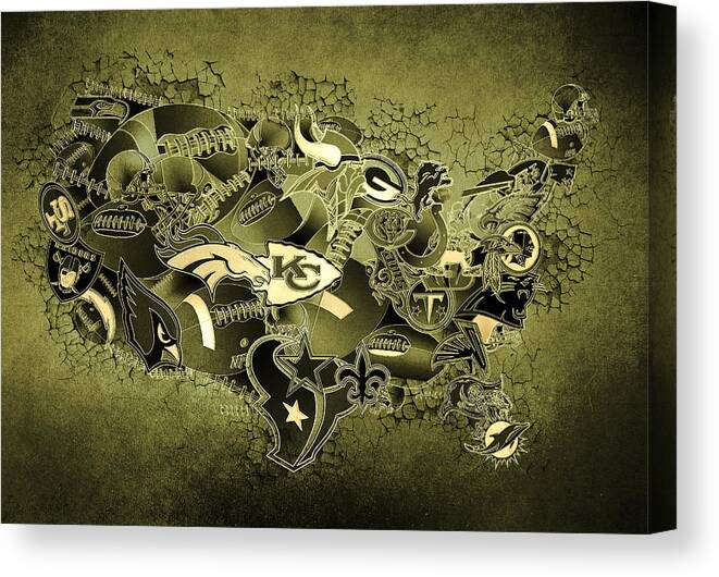 Nfl Canvas Print featuring the painting Usa Nfl Map Collage 15 by Bekim M