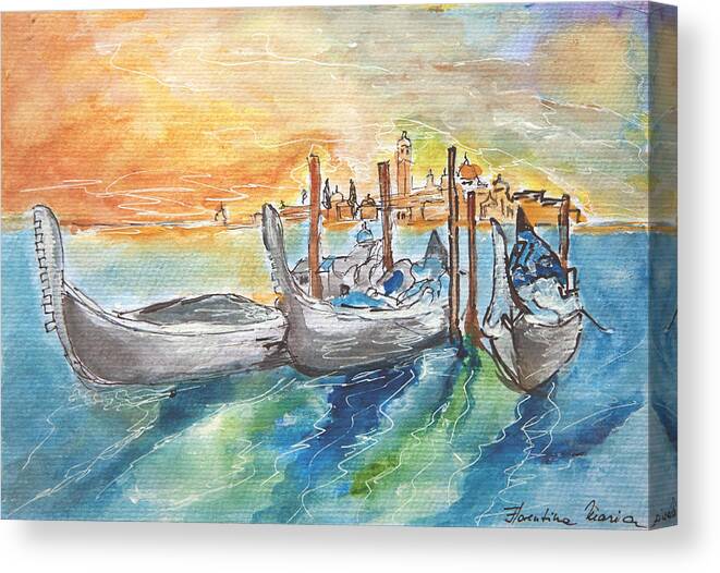 Abstract Canvas Print featuring the painting Venice by Florentina Maria Popescu