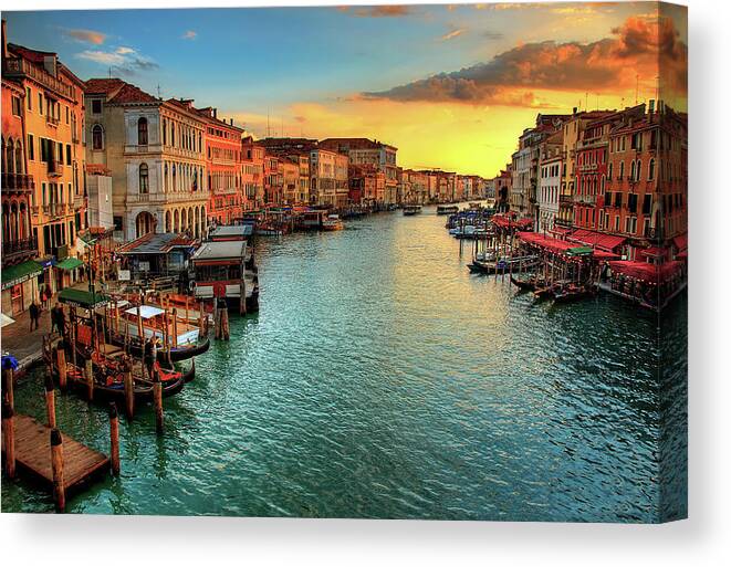 Outdoors Canvas Print featuring the photograph Venice Sunset by Photo Art By Mandy