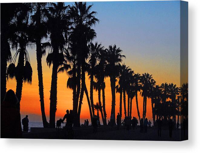 Ventura Canvas Print featuring the photograph Ventura Boardwalk Silhouettes by Lynn Bauer