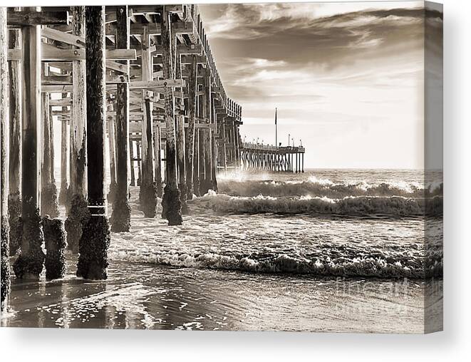 Tide Canvas Print featuring the photograph Ventura Pier Study I by Norma Warden