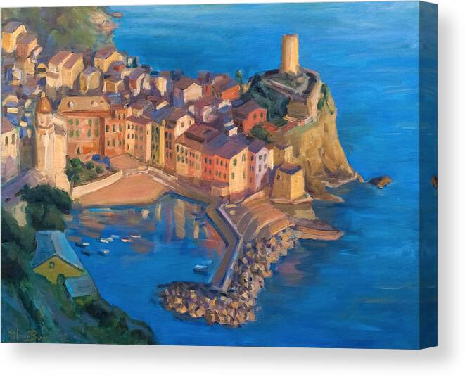 Village Canvas Print featuring the painting Vernazza by Marco Busoni