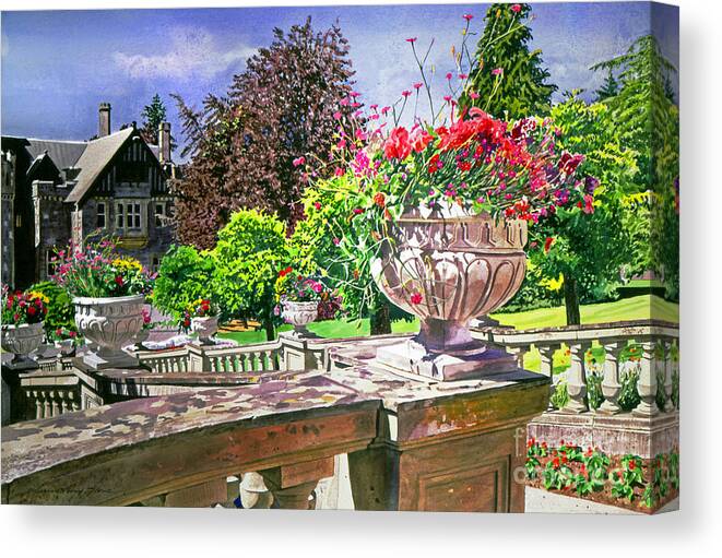 Gardens Canvas Print featuring the painting Victoria - Hatley Castle by David Lloyd Glover