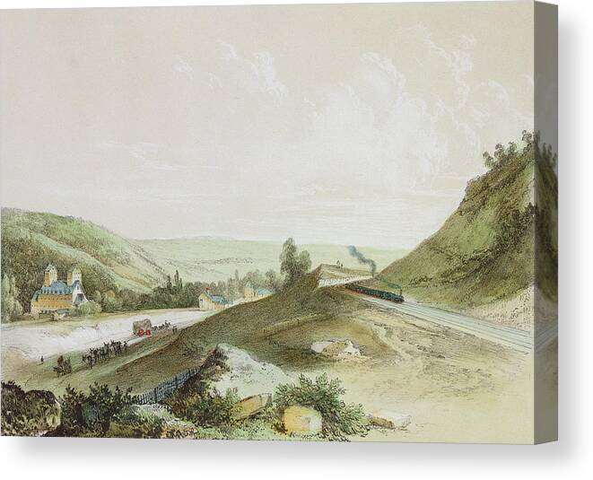 Paris To Orleans Canvas Print featuring the photograph View Of The Paris-orleans Railway Near Etrechy Colour Litho by Jean-Jacques Champin